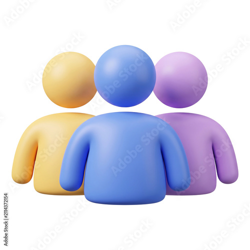 3D Team People Group Icon Isolated on White Background