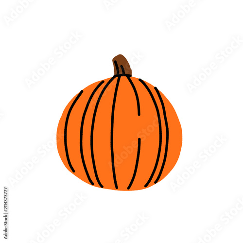 Cuadro en lienzo Hand drawn autumn squash and pumpkin set: butternut squash, crookneck gourd, pumpkin slice, warty gourds, and ornamental squash in orange, green, and yellow fall colors