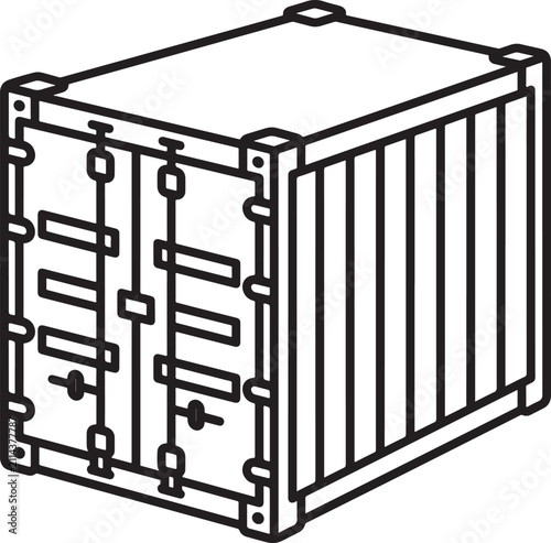 Isometric line of a metal shipping container