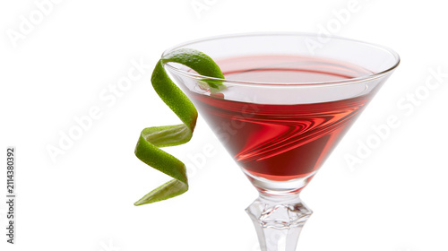 Canvas Print Red cocktail in martini glass with lime twist