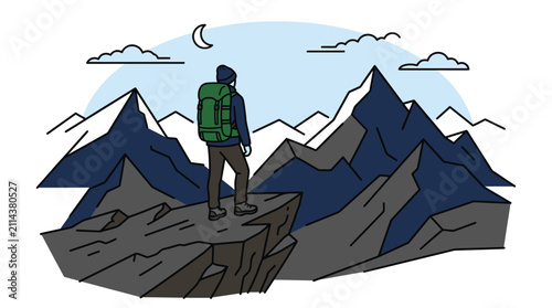 Man standing on mountain.