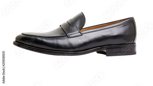 Fotografie Black leather penny loafer shoe
