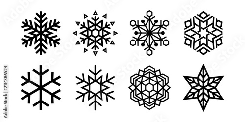 Fotografie Eight snowflake designs winter ornaments
