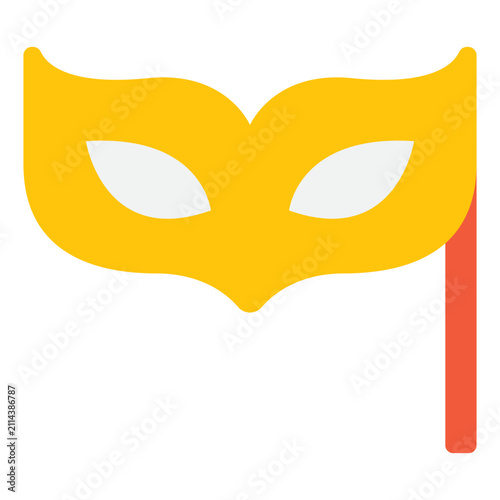 A vibrant carnival mask illustration featuring bold colors and geometric shapes, ideal for event promotions or festive themes.