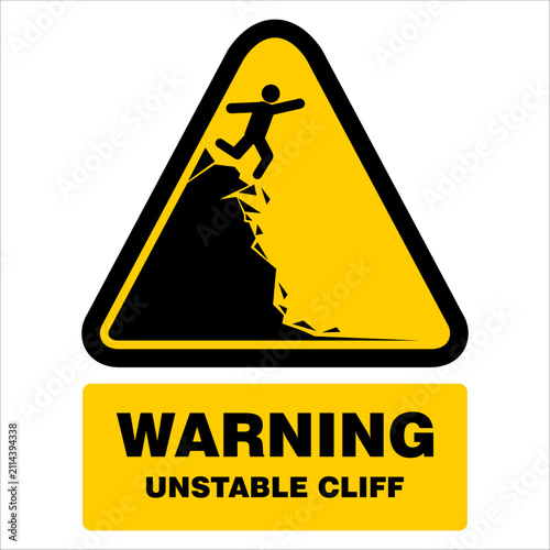 Warning, Unstable cliff. sign icon