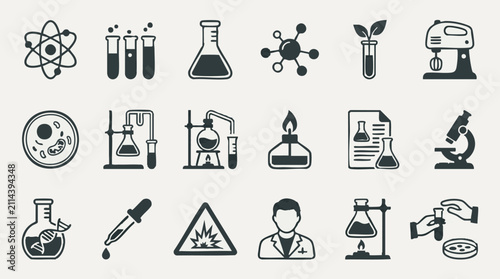 Canvas-taulu Collection of science, chemistry, and laboratory research icons