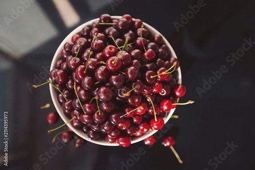 Vibrant bowl overflowing with fresh cherries creating a burst of color and flavor