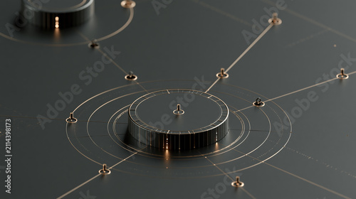 Online fraud prevention concept showing digital network connections and central node on dark background