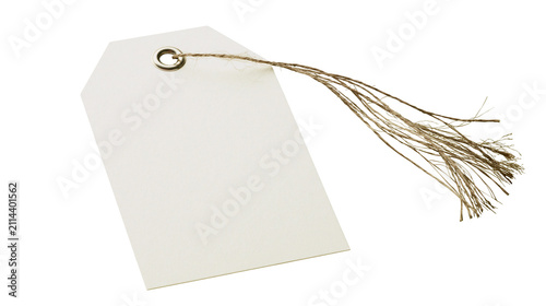 Canvastavla Blank white paper tag with twine string and metal grommet