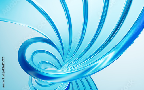 Fotografie Flowing transparent curve lines background, 3d rendering.