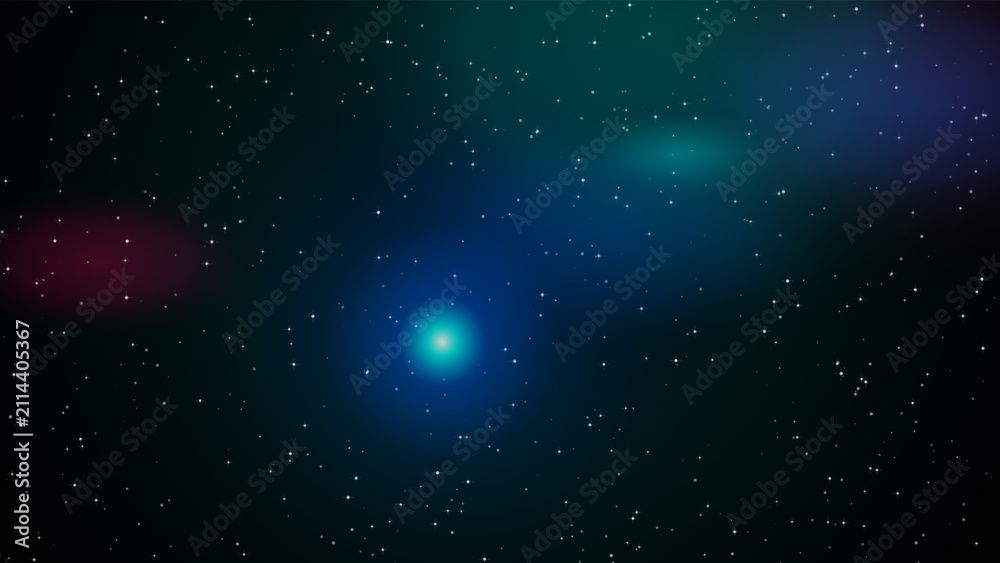 Naklejka premium Bright glowing star in outer space with colorful nebula astronomy universe background celestial