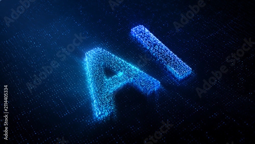 Futuristic digital security concept with glowing key symbol formed by data particles in a dark technological environment