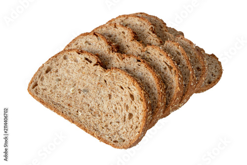 Obraz na płótnie Sliced whole wheat bread with sunflower seeds isolated transparent png