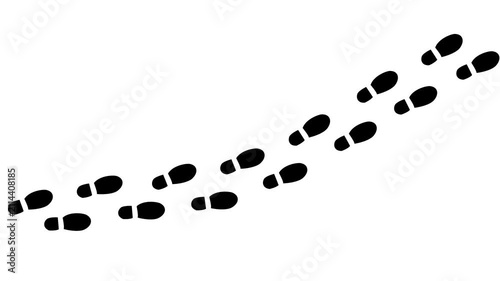 Human shoes Footstep walking on white background. footprints shoes, shoe prints marks feet animation. Step footprints path isolated. 4K Resolution.