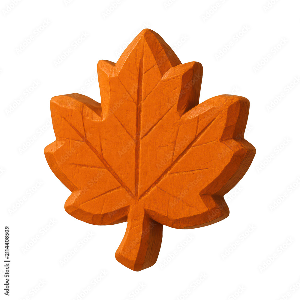 Obraz premium PNG Orange carved maple leaf illustration.