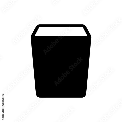 Foto Trash can icon features a simple black silhouette of a waste receptacle with a white interior, indicating an empty bin
