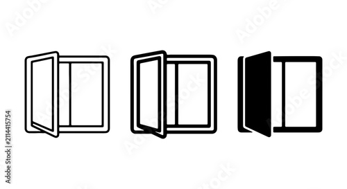 Bild auf Leinwand Window Icons Set, Open and Closed Casement and Sliding Window Symbols, Architect