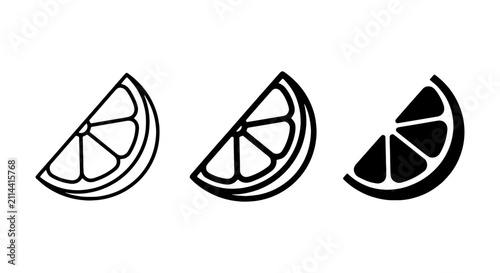 Citrus Slice Icons, Lemon Orange Fruit Vector Graphics, Fresh Food Design Elements