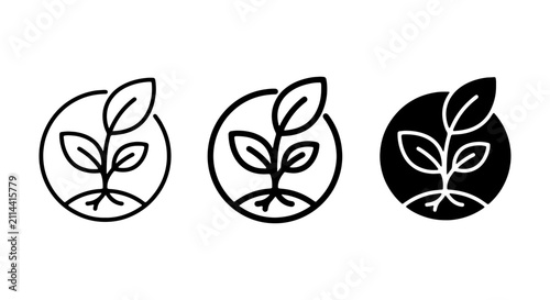Seedling Icons, Plant Growth Symbols, Organic Sprout Graphics, Nature Element Vector Set