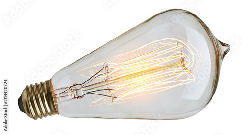 фотографія Edison light bulb with glowing filament and brass base
