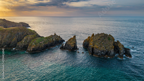 Obraz na płótnie Stunning beautiful Summer sunset over Trevose Head in Cornwall England