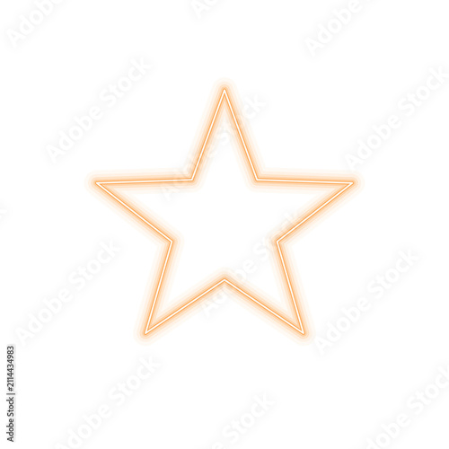 Star Glowing Neon Sign Icon on Transparent Background, Orange