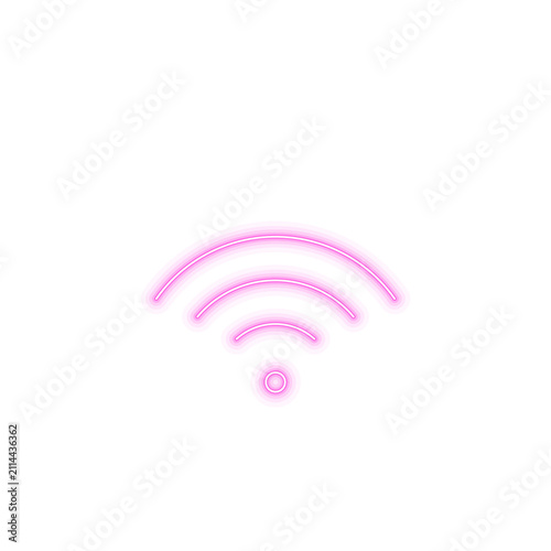 Wifi Signal Glowing Neon Sign Icon on Transparent Background, Magenta