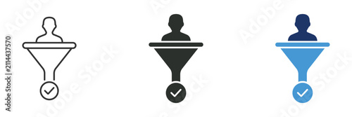 Fotografía Sales funnel conversion icon set, qualified lead selection symbol, candidate fil
