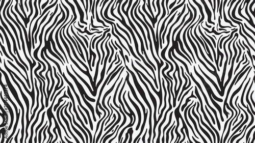 Black and White Zebra Animal Print Seamless Vector Pattern Background