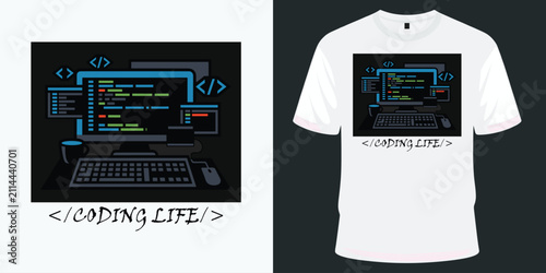Computer screen with code and keyboard during nighttime conceptualizing a digital lifestyle