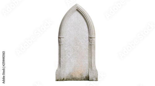 Canvastavla Gothic style stone tombstone with decorative columns