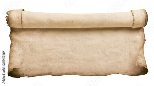 Canvastavla Rolled ancient parchment scroll with frayed edges