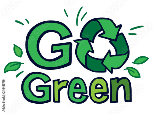 Sketch doodle go green recycle illustration. Recycle icon sign for ecological. Hand-drawn style vector
