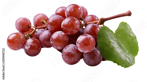 Foto Red globe grapes cluster with green leaf