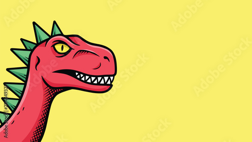 Cute Pink Dinosaur Head Pop Art Cartoon Vector Illustration