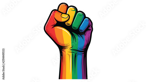 Rainbow Pride Raised Fist Vector Icon for Equality and Solidarity
