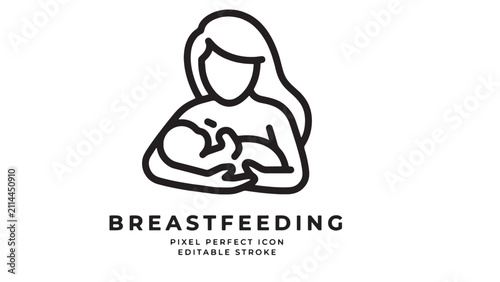 Breastfeeding Mother Minimalist Line Art Vector Icon