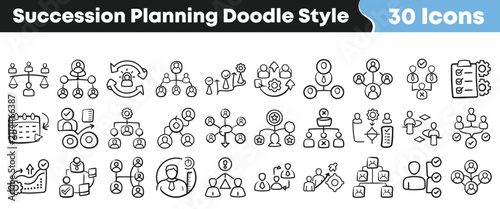 Foto Hand drawn collection of succession planning icons in doodle style