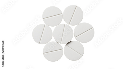 Принти на полотні Seven white round pills with score lines