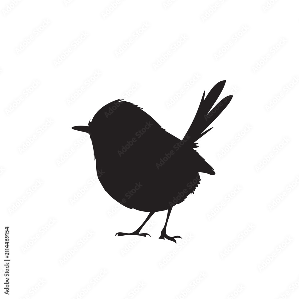 Obraz premium Black silhouette bird standing isolated on white background, Vector, illustration