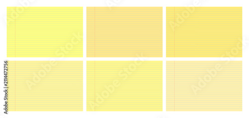 Foto Set of yellow legal pad pages with lined designs