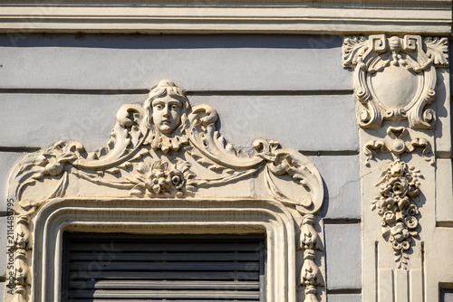 Ornate historic window detail on classic building facade