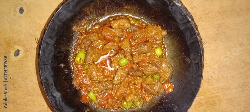 Canvas Print Hot Chicken karahi, traditional and spicy food trending in Pakistan