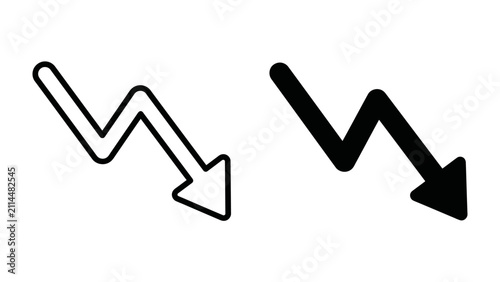 Quadro su tela Trend Downward: Two stylized arrows depict a downward trend, symbolizing decline or a decrease in value