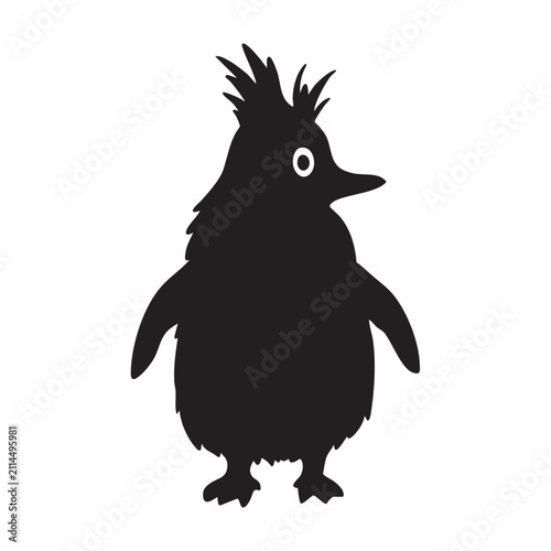 Black cartoon penguin standing