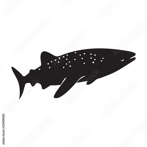 Black whale silhouette with white spots