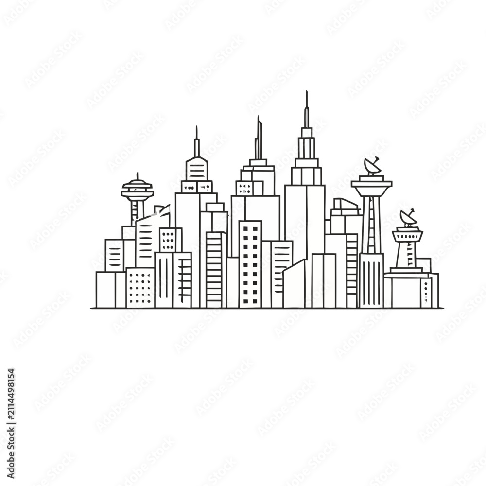 Fototapeta premium Cityscape with Buildings and Towers