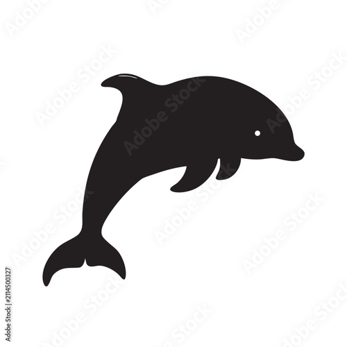 Black dolphin silhouette swimming