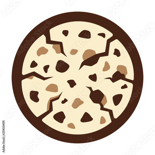 Cracked chocolate chip cookie on white background sweet treat dessert
