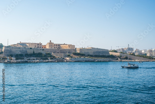 Historic and baroque Fort Manoel facing the sea on Manoel Island, Valletta MALTA